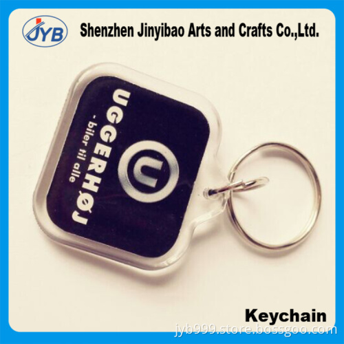 cheap e-co plastic acrylic square shape keychain with your logo